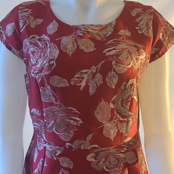 The Children's Place Floral Red Metallic Dress - Picture 3 of 6